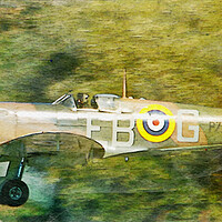 Buy canvas prints of Supermarine Spitfire P7350 (watercolour effect) by Allan Durward Photography