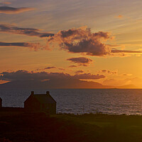 Buy canvas prints of Prestwick coastal sunset over Arran by Allan Durward Photography