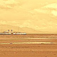 Buy canvas prints of PS Waverley at Troon  (sepia) by Allan Durward Photography