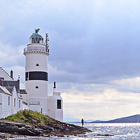 Buy canvas prints of Lone fisherman under the Cloch lighthouse by Allan Durward Photography