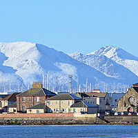 Buy canvas prints of Ardrossan shorefront and Arran`s mountains by Allan Durward Photography