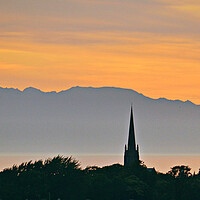 Buy canvas prints of Arran mountains and Ayr at sunset by Allan Durward Photography