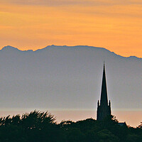 Buy canvas prints of Arran mountains at sunset from Ayr by Allan Durward Photography