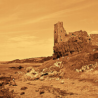 Buy canvas prints of Dunure Castle, Ayrshire Scotland (sepia) by Allan Durward Photography