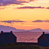 Buy canvas prints of Prestwick salt pan houses, Arran at sunset by Allan Durward Photography