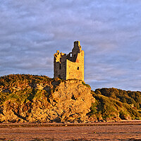 Buy canvas prints of Greenan Castle in low sunlight at sunset by Allan Durward Photography