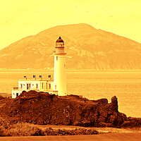 Buy canvas prints of Turnberry lighthouse and Ailsa Craig (sepia) by Allan Durward Photography