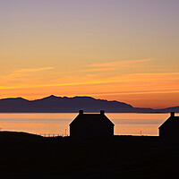 Buy canvas prints of Prestwick and Arran silhouetted at sunset by Allan Durward Photography