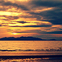 Buy canvas prints of Arran mountains silhouetted at sunset by Allan Durward Photography