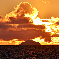 Buy canvas prints of Ailsa Craig at sunset from Prestwick by Allan Durward Photography