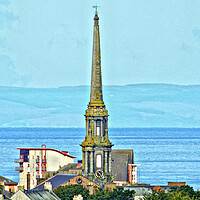 Buy canvas prints of Ayr town Hall spire and Firth of Clyde view by Allan Durward Photography