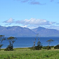 Buy canvas prints of Scenic view of Arran`s mountains from West Kilbrid by Allan Durward Photography