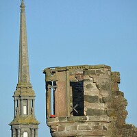 Buy canvas prints of Ayr`s Town Hall steeple and Miller`s Folly by Allan Durward Photography