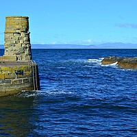 Buy canvas prints of Dunure harbour entrance and Arran by Allan Durward Photography