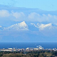 Buy canvas prints of Snow capped Arran and Troon by Allan Durward Photography