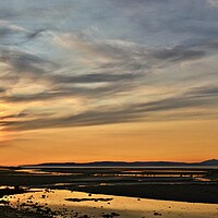 Buy canvas prints of Ayr`s moody Greenan beach  and Arran sunset by Allan Durward Photography