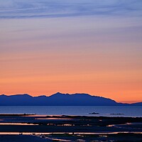 Buy canvas prints of Beautiful Arran at dusk from Greenan beach, Ayr by Allan Durward Photography