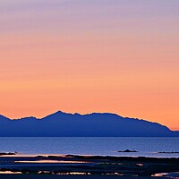 Buy canvas prints of Autumnal glow at Dusk over Arran peaks by Allan Durward Photography