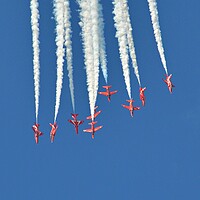 Buy canvas prints of Red Arrows, performing Spaghetti Break by Allan Durward Photography