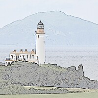 Buy canvas prints of Turnberry Lighthouse and Ailsa Craig (sketching) by Allan Durward Photography