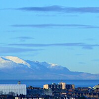 Buy canvas prints of Ayr and Arran panorama by Allan Durward Photography