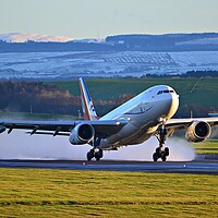 Buy canvas prints of RAF Voyager ZZ336 take-off from Prestwick by Allan Durward Photography