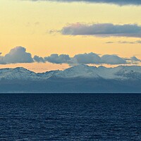 Buy canvas prints of Isle of Arran  mountain peaks at dusk. by Allan Durward Photography