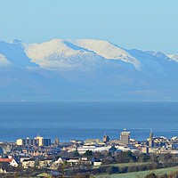 Buy canvas prints of Ayr and a wintry snow covered Arran by Allan Durward Photography