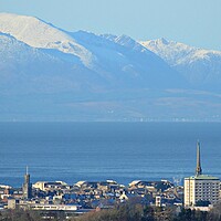Buy canvas prints of Wintry Arran and Ayr, Scotland. by Allan Durward Photography