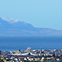 Buy canvas prints of Panorama view of Ayr and Arran by Allan Durward Photography