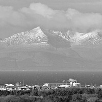 Buy canvas prints of Troon and the and wintry mountains on Isle of Arra by Allan Durward Photography
