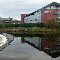 Buy canvas prints of Ayrshire College river reflection, Ayr, Scotland by Allan Durward Photography
