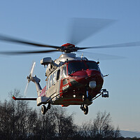 Buy canvas prints of UK Coastguard rescue helicopter at Ayr hospital by Allan Durward Photography