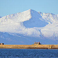 Buy canvas prints of Saltcoats harbour and Isle of Arran mountains by Allan Durward Photography