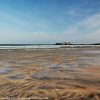 Buy canvas prints of Godrevy Lighthouse From Gwithian Beach. by Neil Mottershead