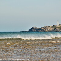 Buy canvas prints of Sea Spray & Godrevy Lighthouse. by Neil Mottershead