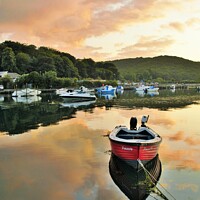 Buy canvas prints of Sunset Calm On The Looe River. by Neil Mottershead
