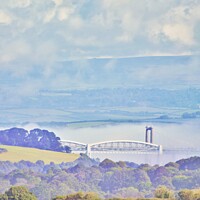 Buy canvas prints of Clouds & Mist Over The Tamar Bridges. by Neil Mottershead