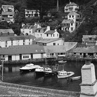 Buy canvas prints of Fishing boats shelter in Polperro Harbour by Neil Mottershead