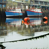 Buy canvas prints of Reflections Of Looe Trawlers. by Neil Mottershead