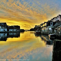 Buy canvas prints of Sunrise At Looe Harbour. by Neil Mottershead