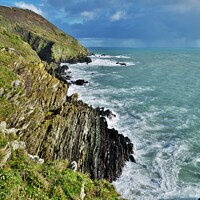 Buy canvas prints of Cornish Cliffs & Clouds. by Neil Mottershead