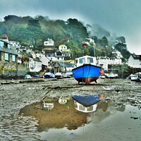 Buy canvas prints of Polperro Reflections At Low Tide. by Neil Mottershead