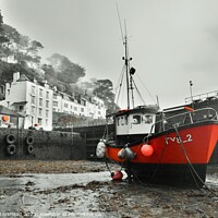 Buy canvas prints of Polperro Trawler &quot;Fairwind&quot; At Low Tide. by Neil Mottershead
