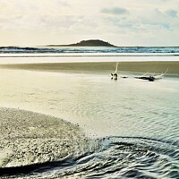 Buy canvas prints of Millendreath Beach &amp; Looe Island, Cornwall. by Neil Mottershead