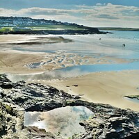 Buy canvas prints of Polzeath Reflections, Cornwall. by Neil Mottershead