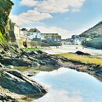 Buy canvas prints of Cloud Reflections At Port Isaac, Cornwall. by Neil Mottershead