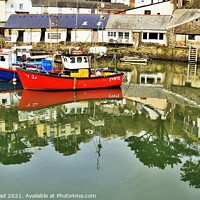 Buy canvas prints of Polperro, Inner Harbour Reflections. by Neil Mottershead