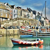 Buy canvas prints of Mevagissey Cottages & Boats, Cornwall. by Neil Mottershead