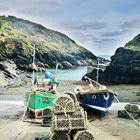 Buy canvas prints of Portloe Lobster Pots & Boats, Cornwall. by Neil Mottershead